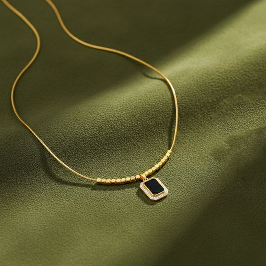 Velora Black Stone Gold Necklace jewellery product view 1