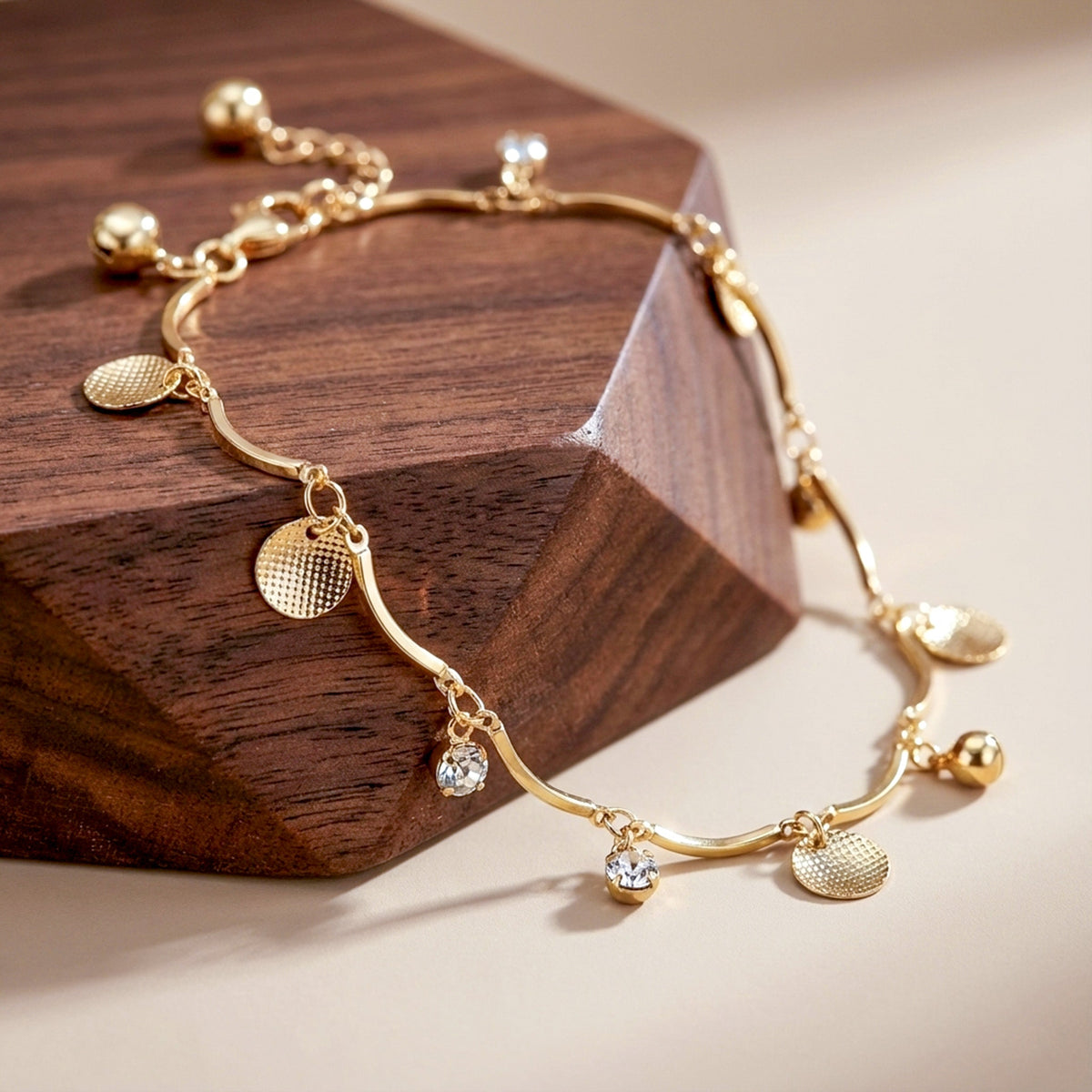 Luxpenny Signature Gold Charm Anklet jewellery product view 1