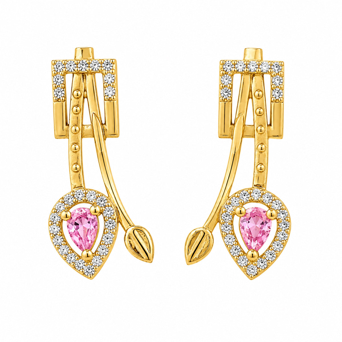 Rooh Pink Earrings jewellery product view 2