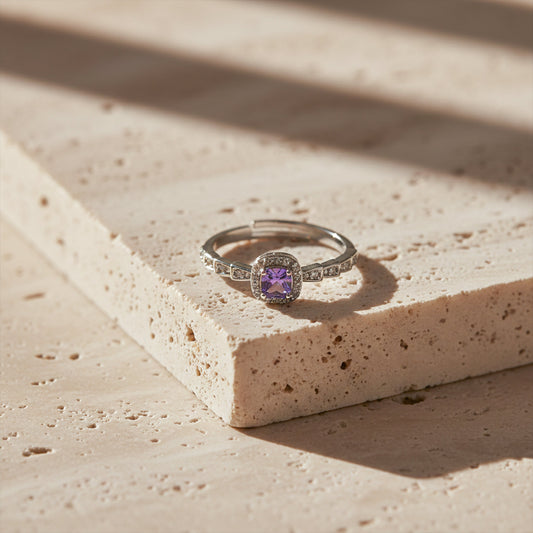 Amethyst Diamond Halo Ring jewellery product view 1