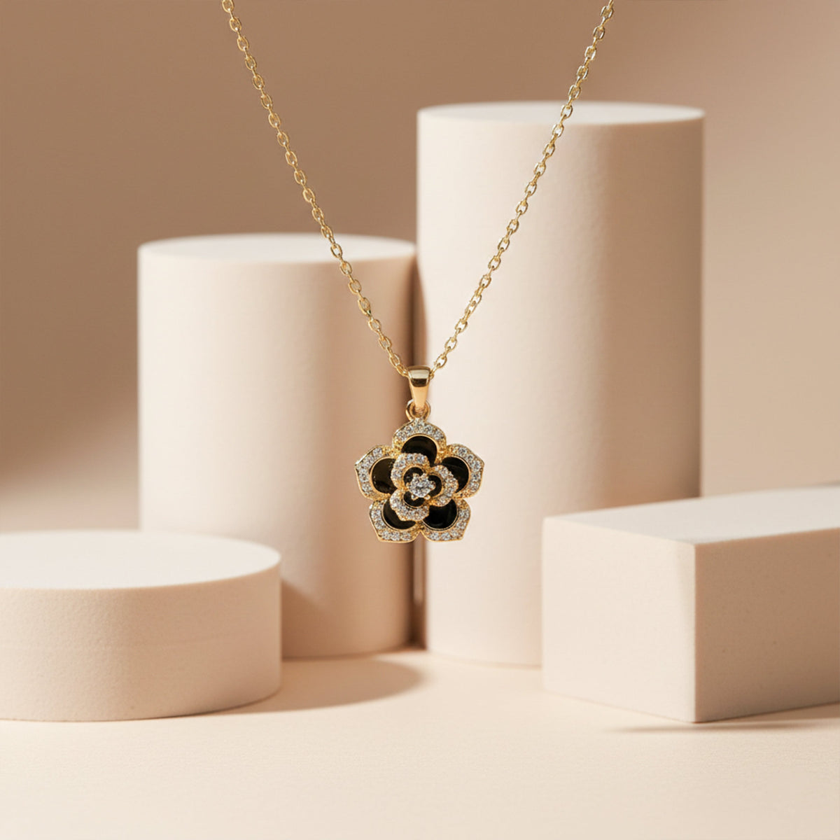 Elegant Gold Flower Pendant Necklace jewellery product view 3
