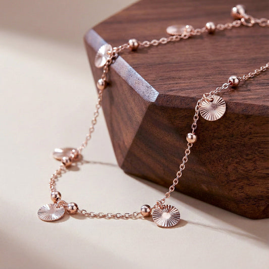 Rose Gold Sunburst Charm Anklet jewellery product view 2
