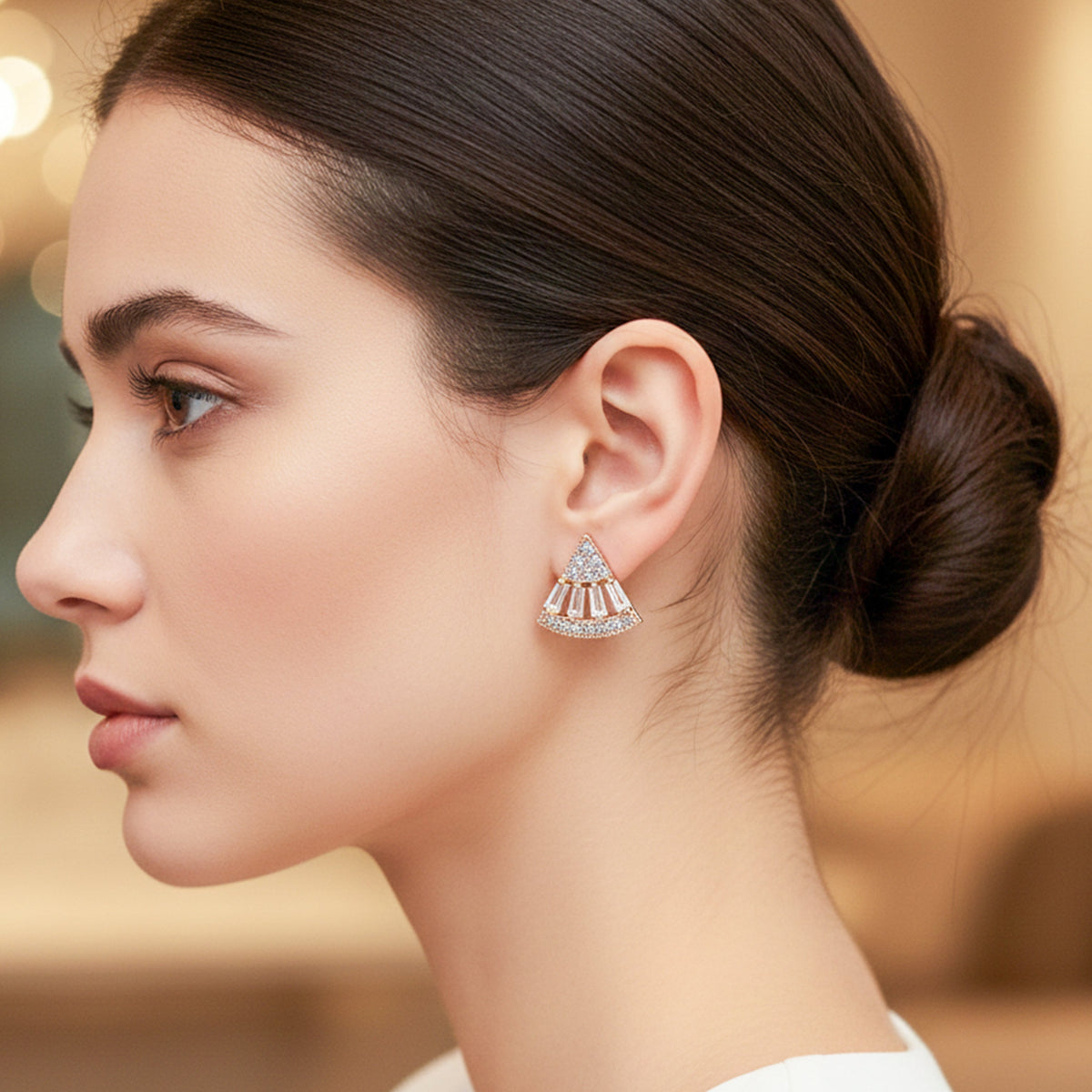 Opulence Arc Crystal Stud Earrings jewellery product view 4