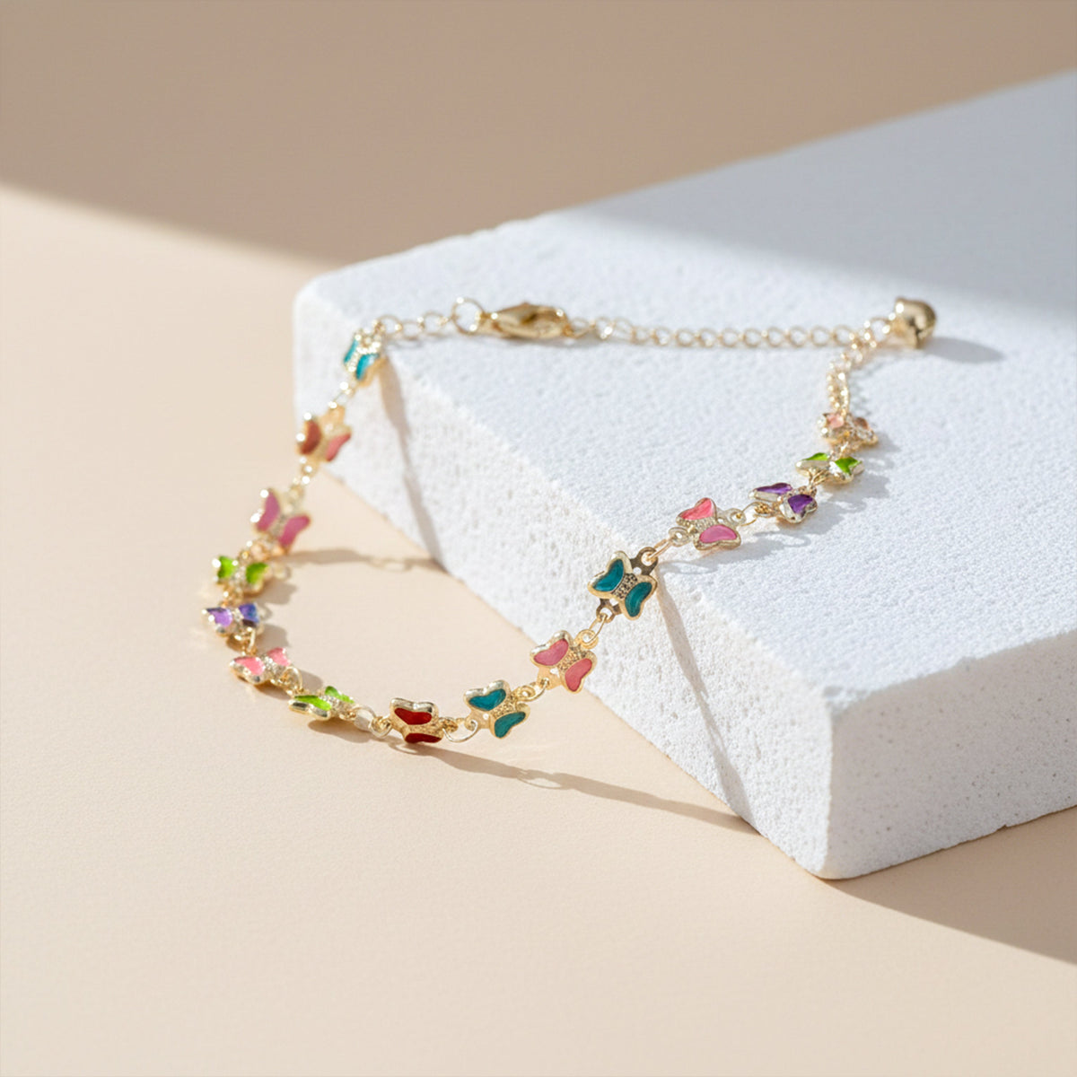 Luxe Multicolor Butterfly Charm Anklet jewellery product view 1