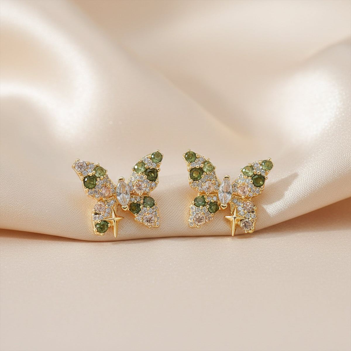 Emerald Flutter Luxe Earrings jewellery product view 1