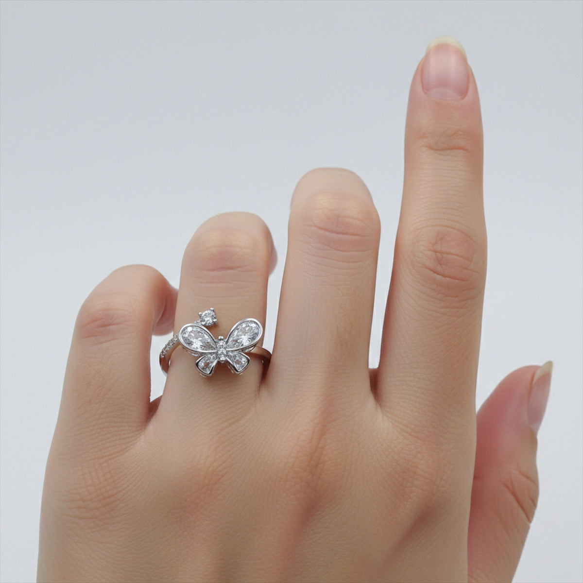 Elegant Crystal Bow Ribbon Ring jewellery product view 2