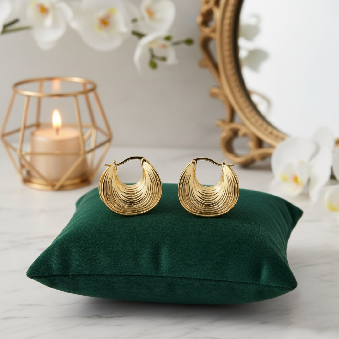 Waves Gold Hoops Earrings jewellery product view 1
