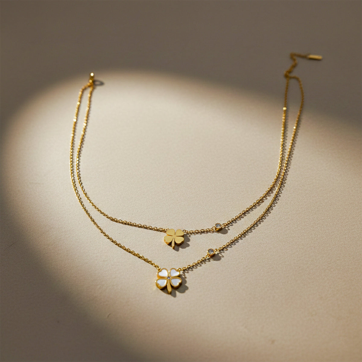 Minimal Clover Pendant Layered Necklace jewellery product view 4