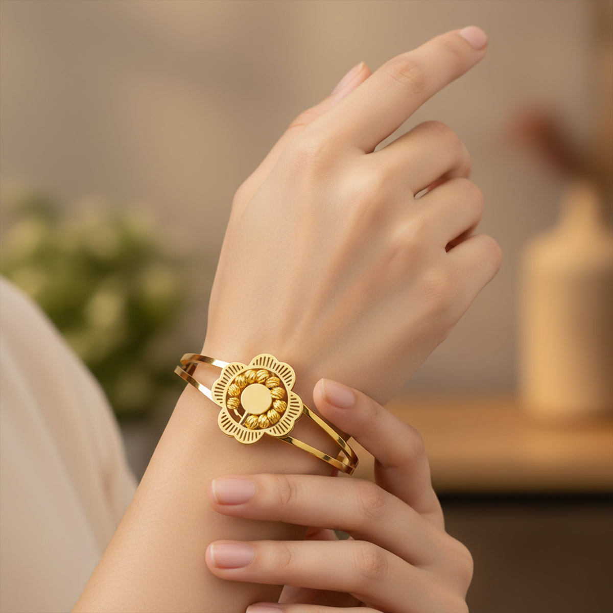 Luxora Floral Gold Kada jewellery product view 4