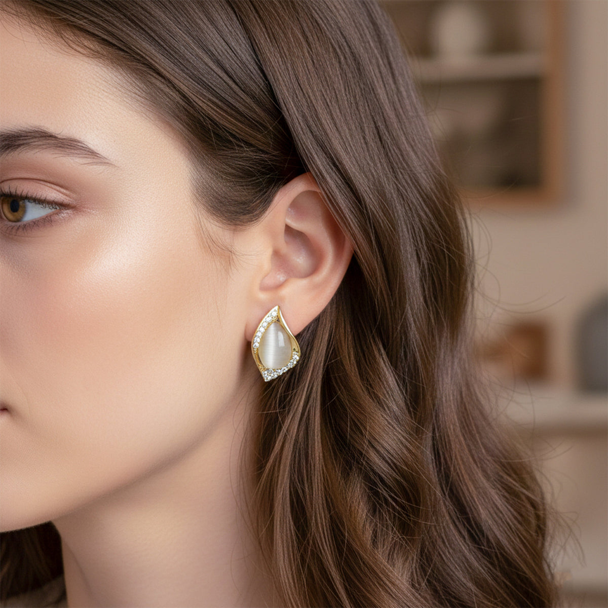 Cat Eye Teardrop Earrings jewellery product view 3