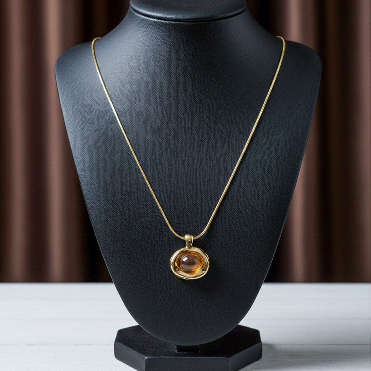 Amber Glow Gold Pendant Necklace jewellery product view 3