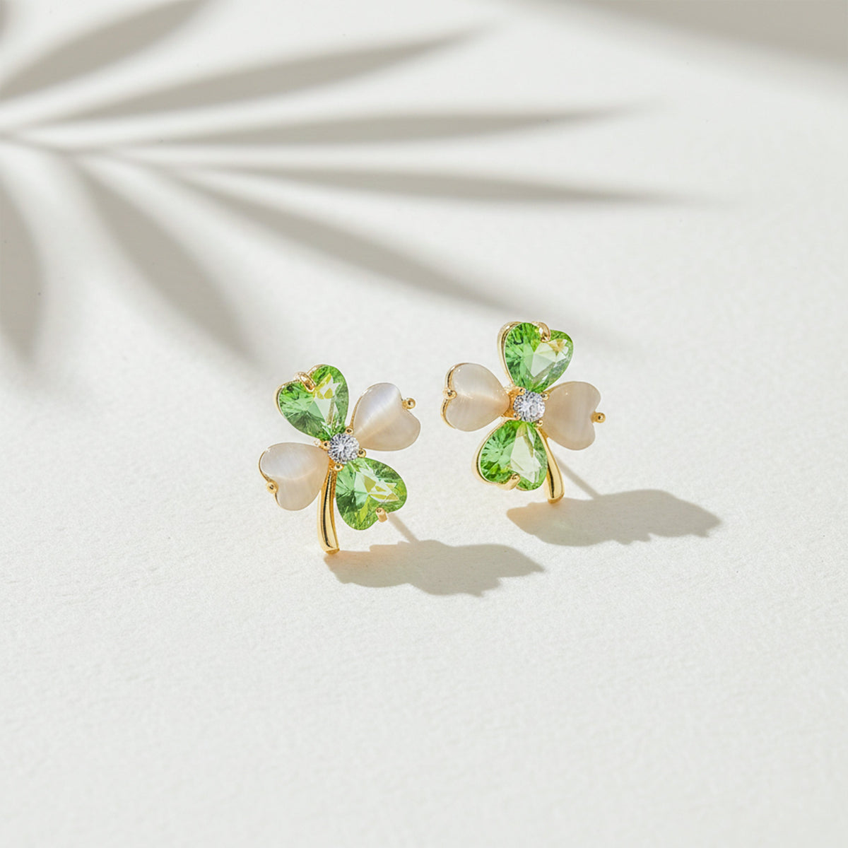 Verdant Elegance Clover Earrings jewellery product view 4