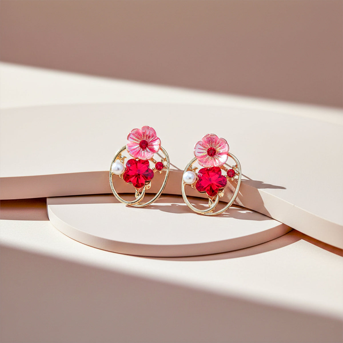 Ruby Petal Charm Earrings jewellery product view 3