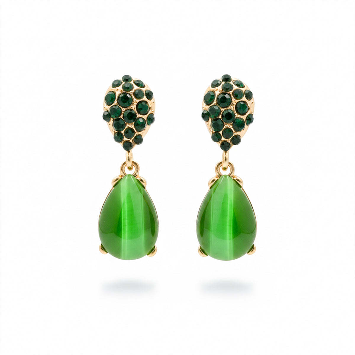 Green Cat Eye Drop Earrings jewellery product view 6