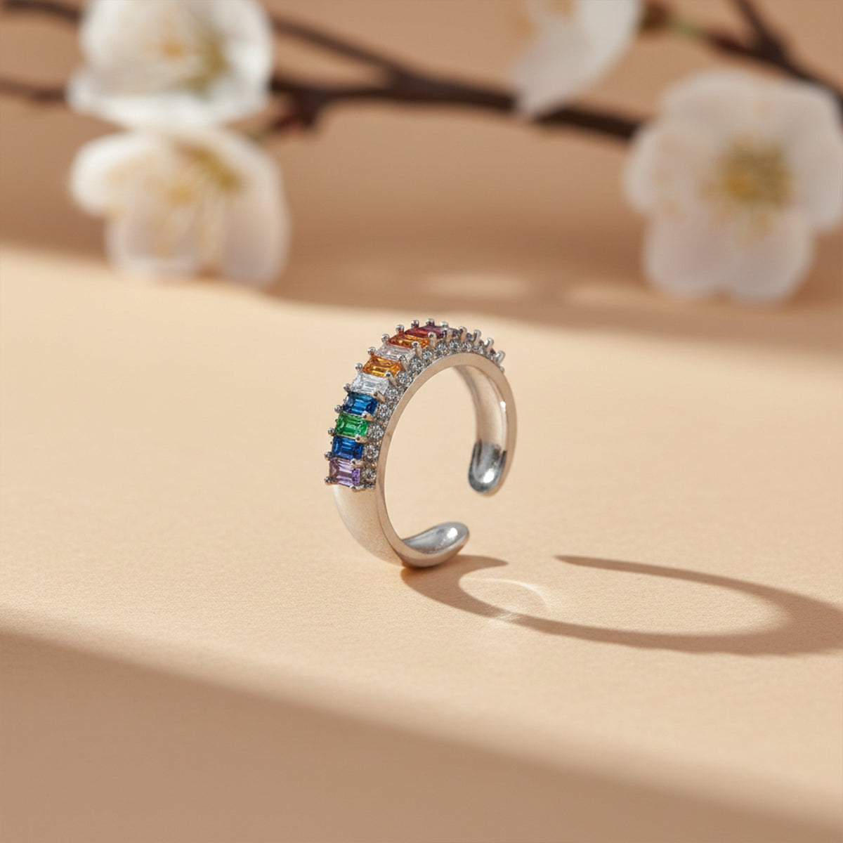 Prism Luxury Rainbow Stone Ring jewellery product view 2