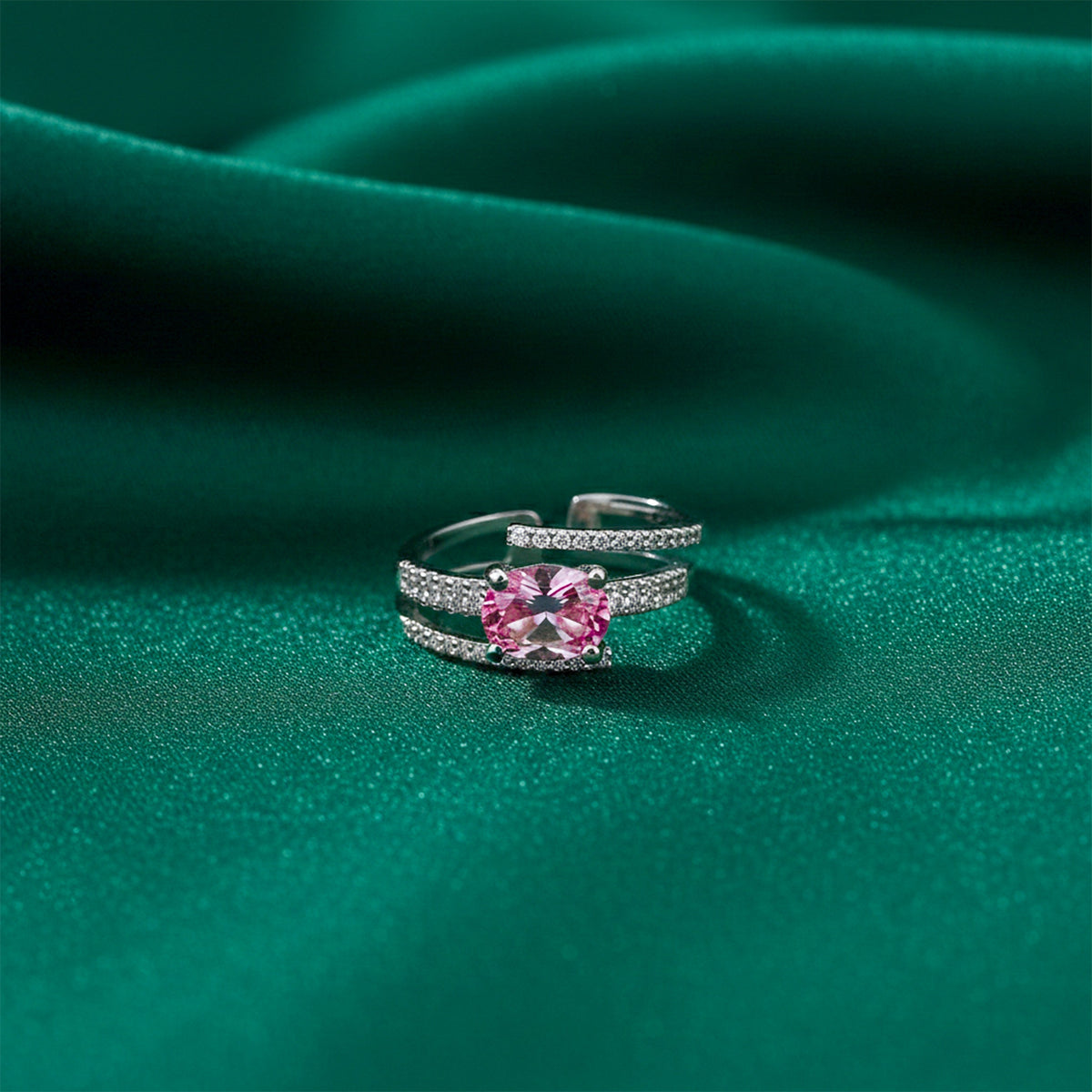 Pink Sapphire Diamond Split Band Ring jewellery product view 3
