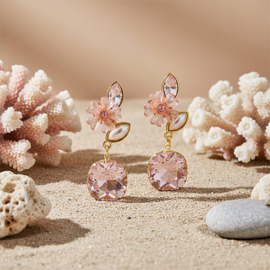 Pink Blossom Elegance Drop Earrings jewellery product view 1