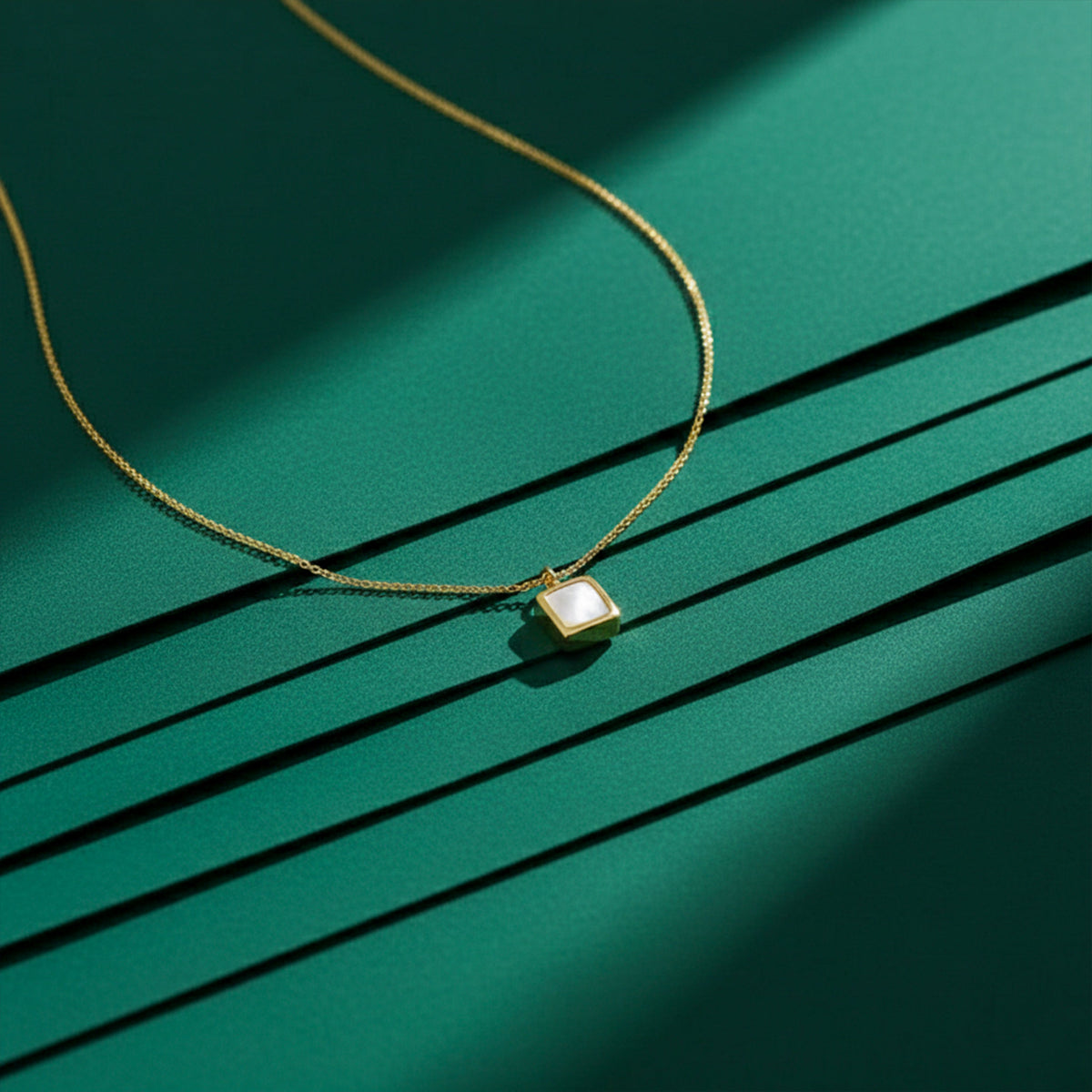 Chic Minimal Square Gold Necklace jewellery product view 3