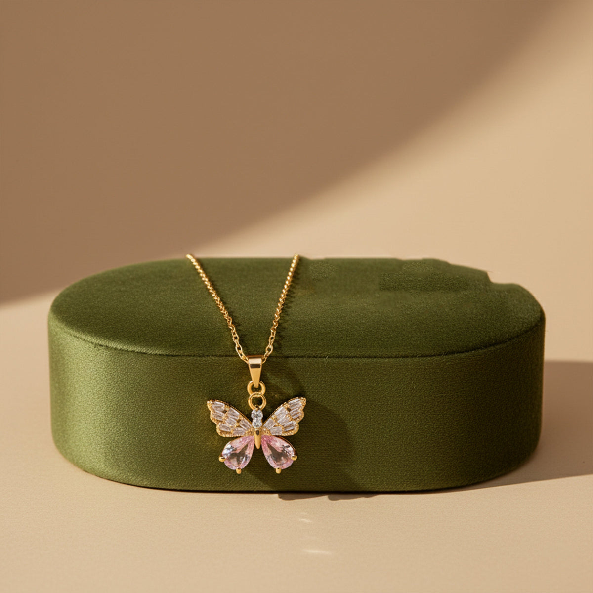 Dainty Butterfly Pendant Gold Necklace jewellery product view 1