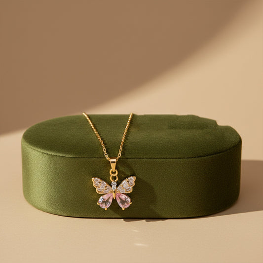 Dainty Butterfly Pendant Gold Necklace jewellery product view 1