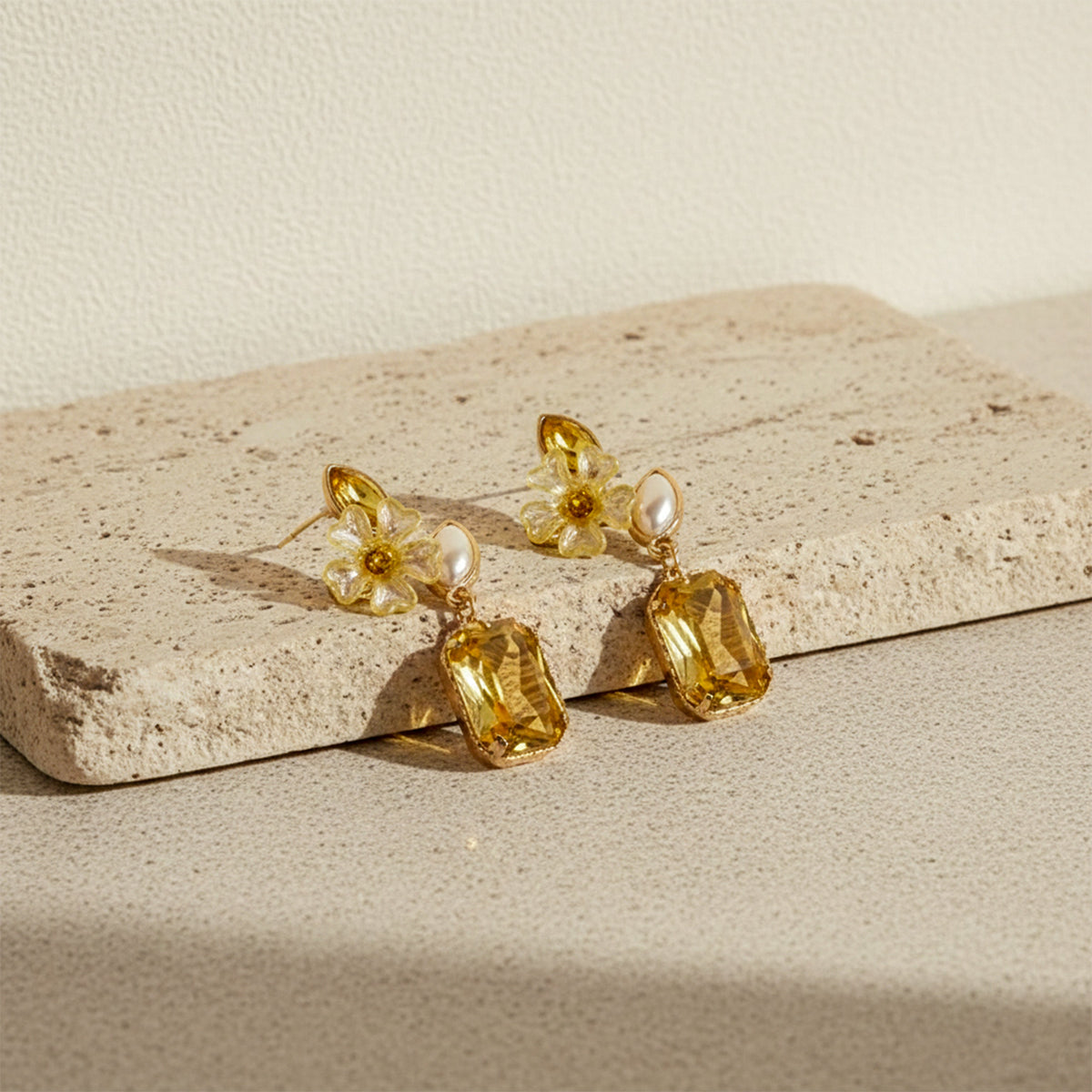 Amber Glow Floral Earrings jewellery product view 3