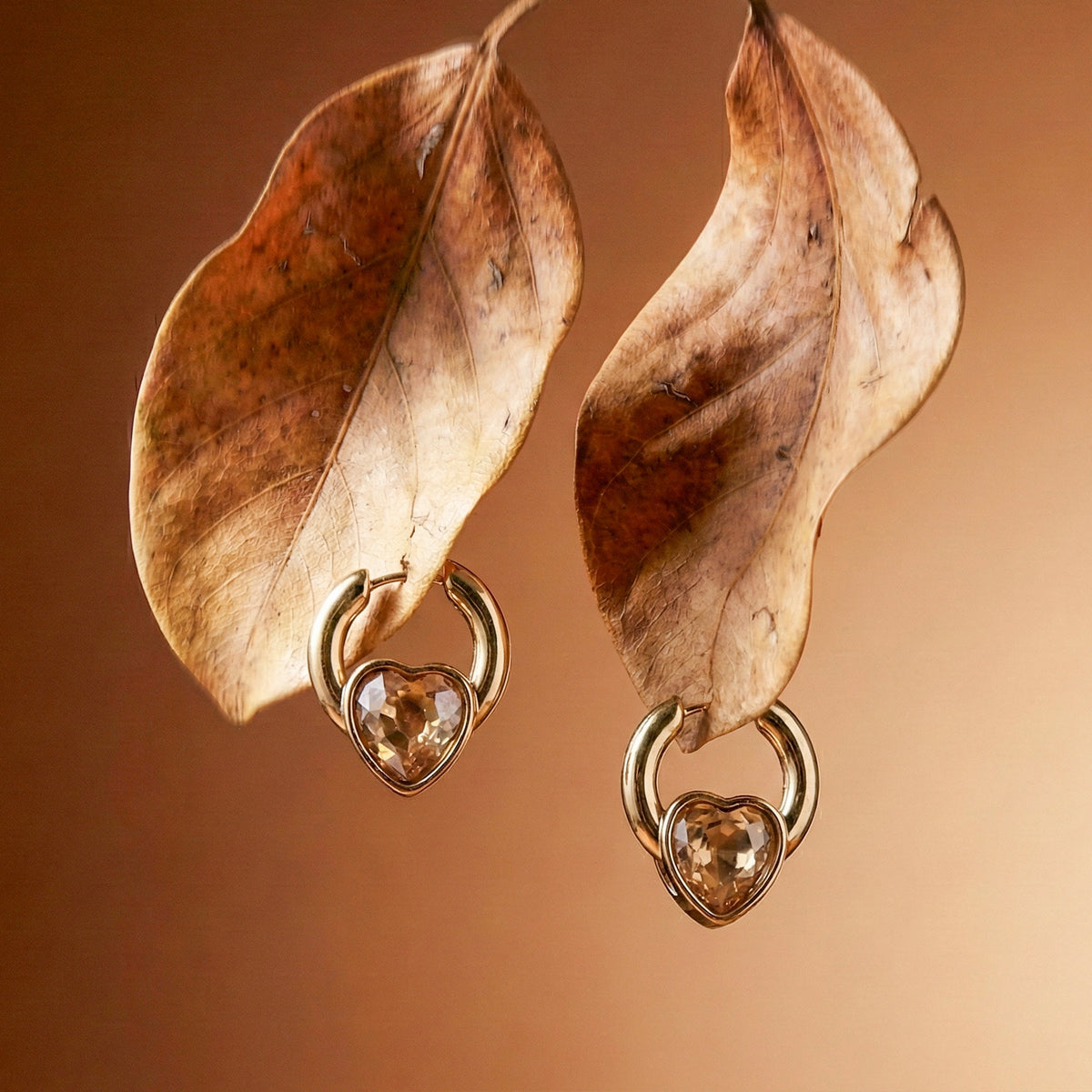 Chic Gold Heart Dangle Earrings jewellery product view 1