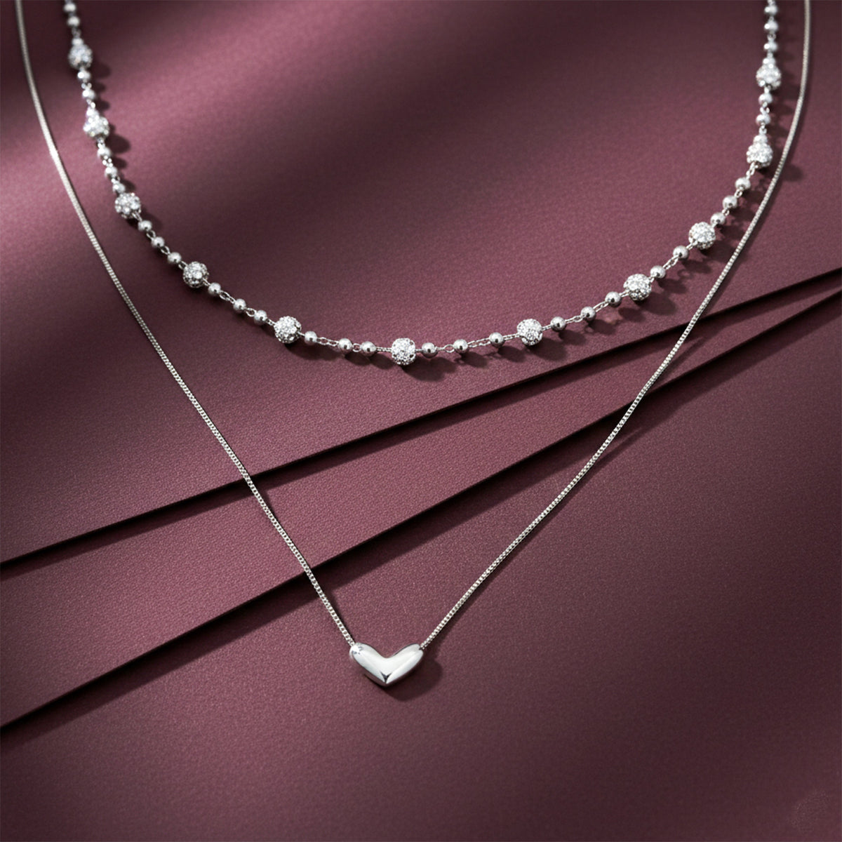 Luxpenny Dual Layer Silver Heart Necklace jewellery product view 1