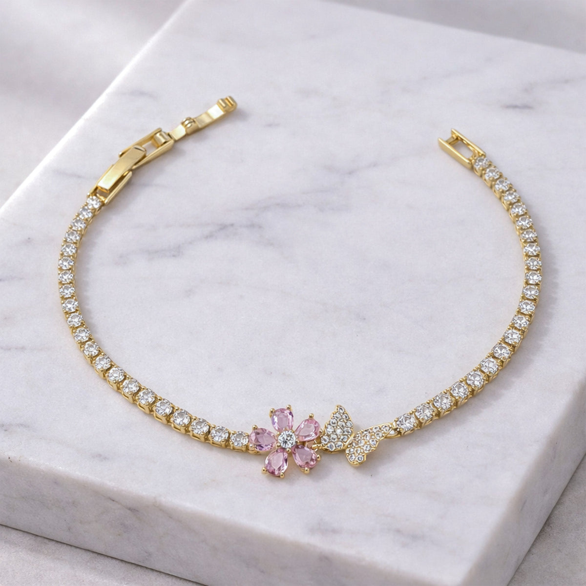 Celestial Pink Blossom Tennis Bracelet jewellery product view 3