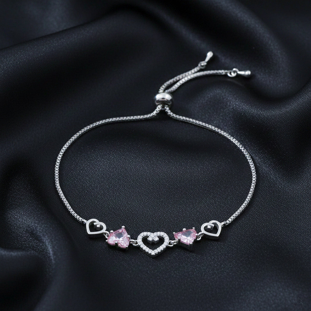 Rosé Lumière Heart Crystal Bracelet jewellery product view 5