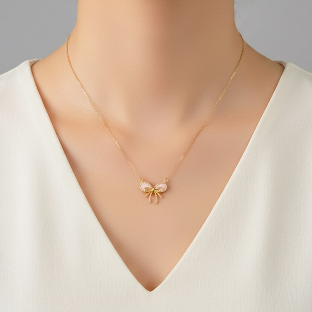 Celestine Luxe Ribbon Pearl Necklace jewellery product view 8