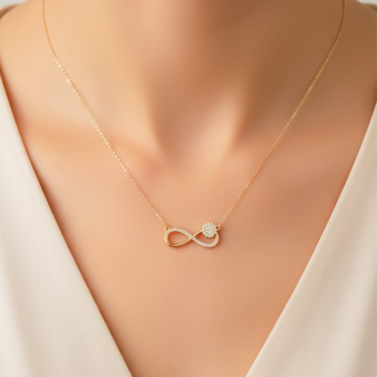 Aurelia Diamond Infinity Gold Necklace jewellery product view 2