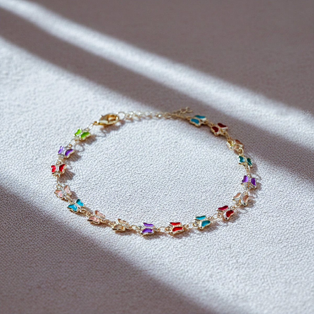 Luxe Multicolor Butterfly Charm Anklet jewellery product view 2