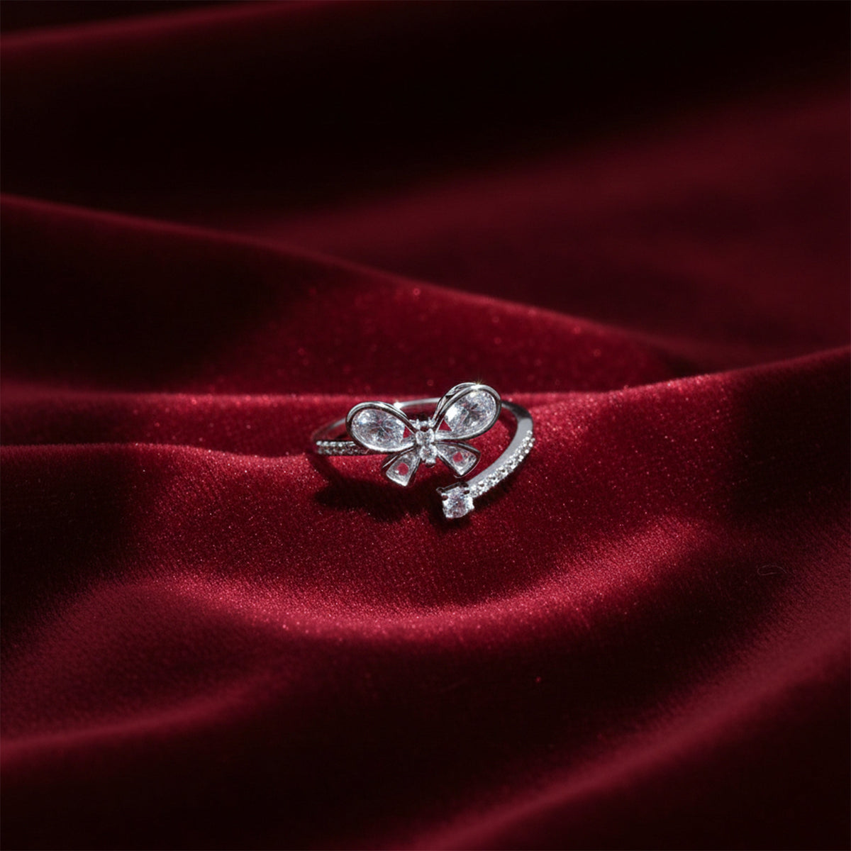 Elegant Crystal Bow Ribbon Ring jewellery product view 3