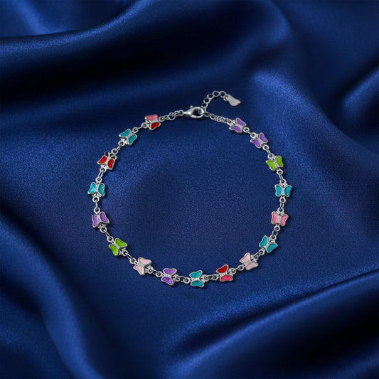 Cute Multicolor Butterfly Chain Anklet jewellery product view 2