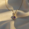 Purple Teardrop Gemstone Gold Pendant Necklace jewellery product view 1