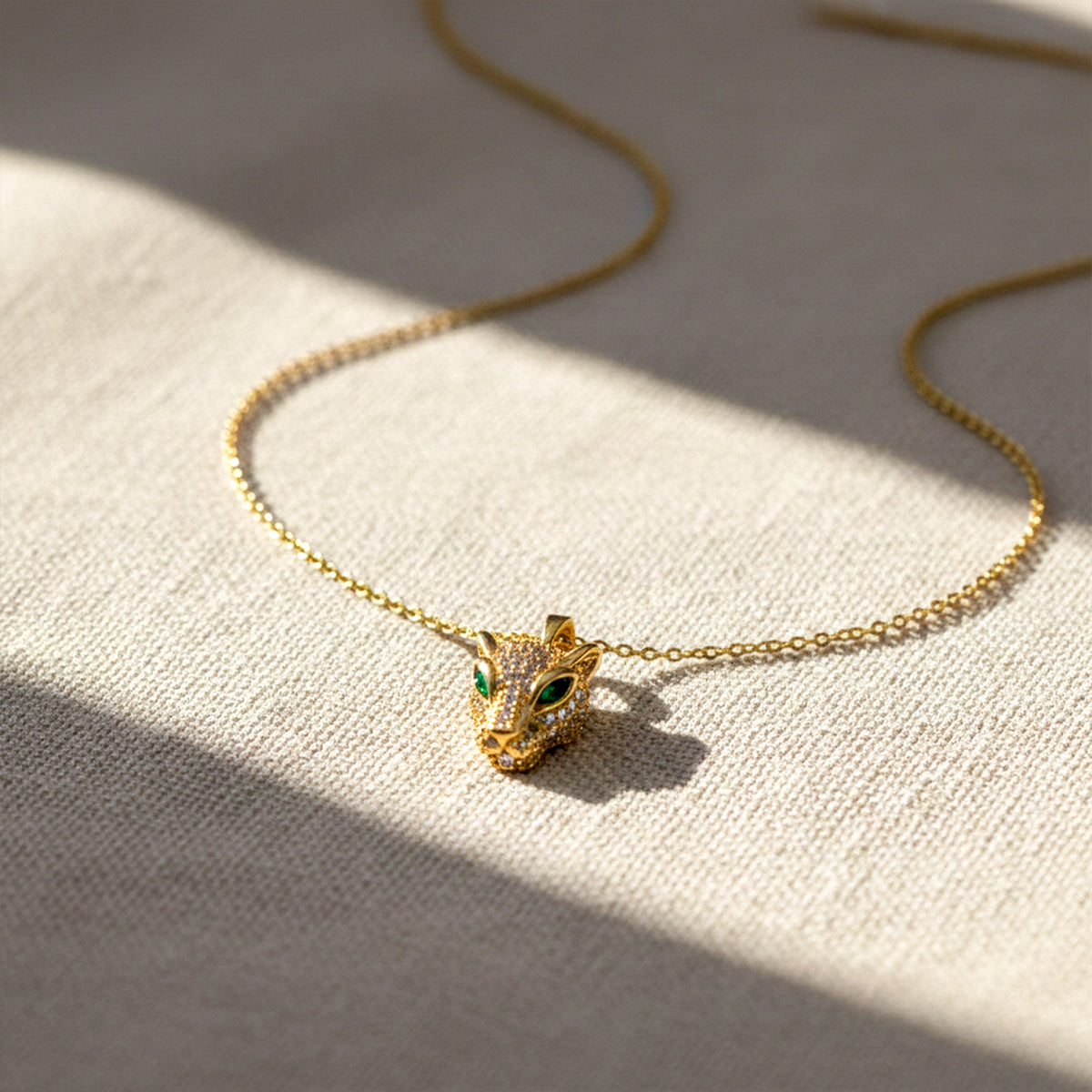 Wild Fox Head Crystal Gold Necklace jewellery product view 4