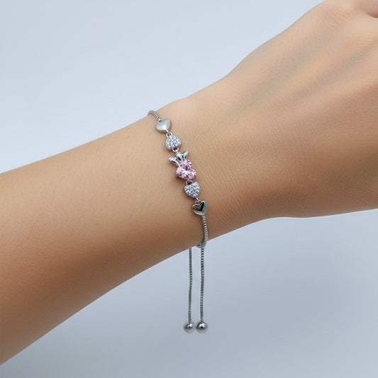 Cupid’s Pink Heart Diamond Bracelet jewellery product view 2