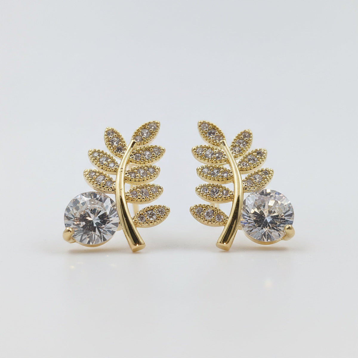 Leaf Solitaire Earrings jewellery product view 5