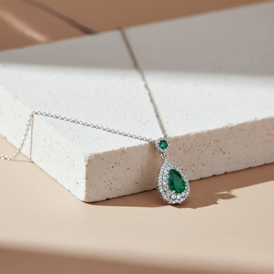 Elegant Green Emerald Teardrop Necklace jewellery product view 1