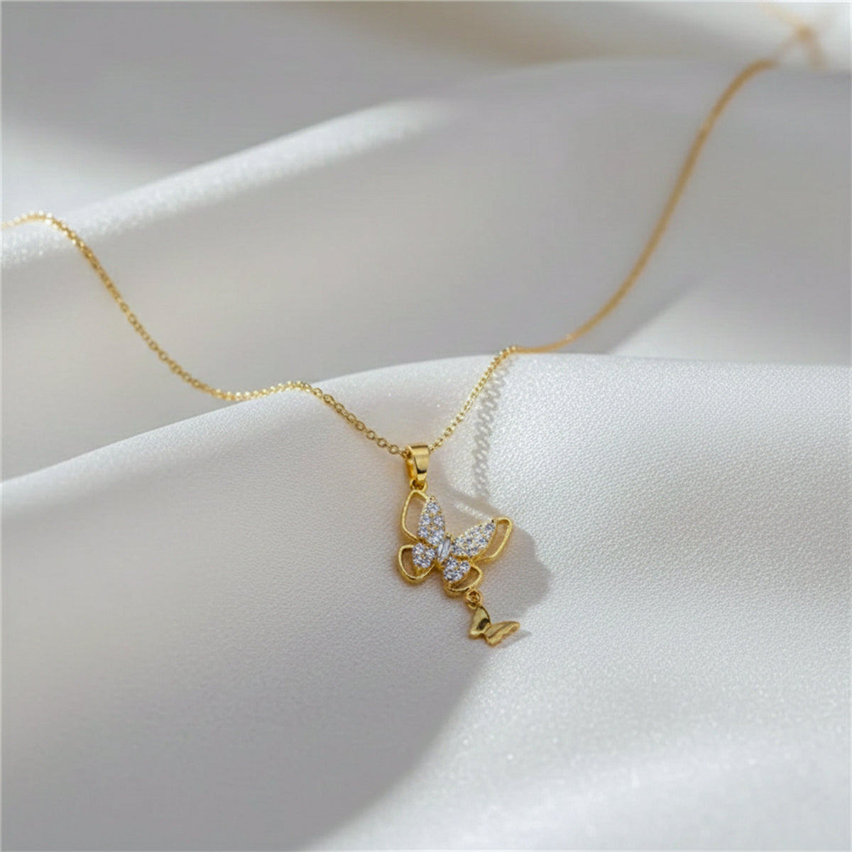 Royal Crystal Butterfly Drop Necklace jewellery product view 4