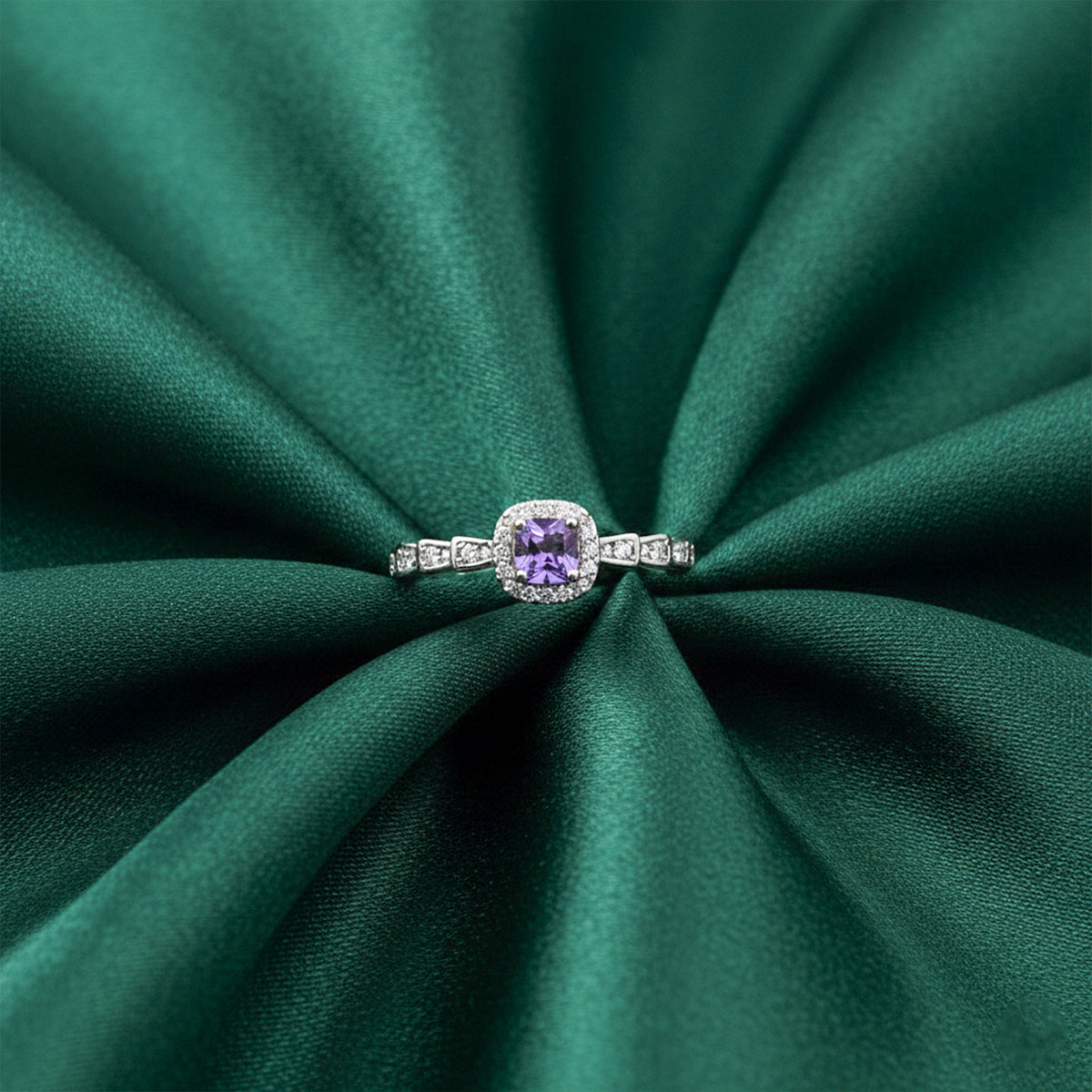 Amethyst Diamond Halo Ring jewellery product view 4
