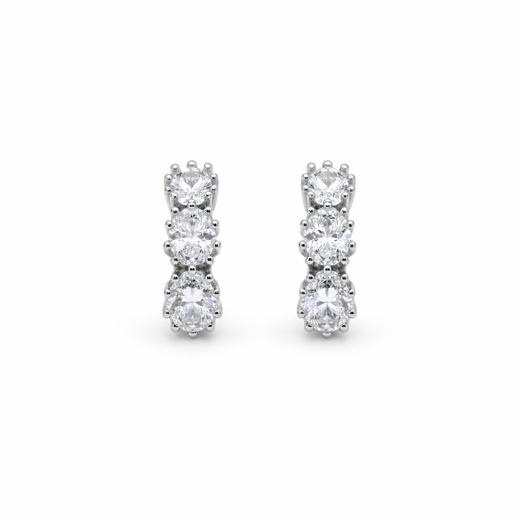 Eterna Glow Triple Diamond Hoops jewellery product view 5