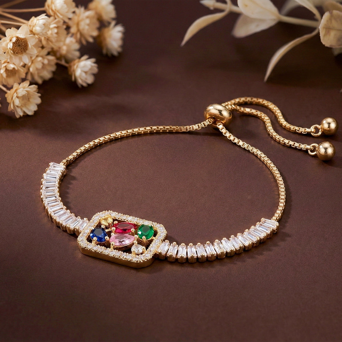 Opulent Multicolor Baguette Stone Bracelet jewellery product view 4