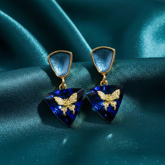 Butterfly Charm Blue Drop Earrings jewellery product view 1