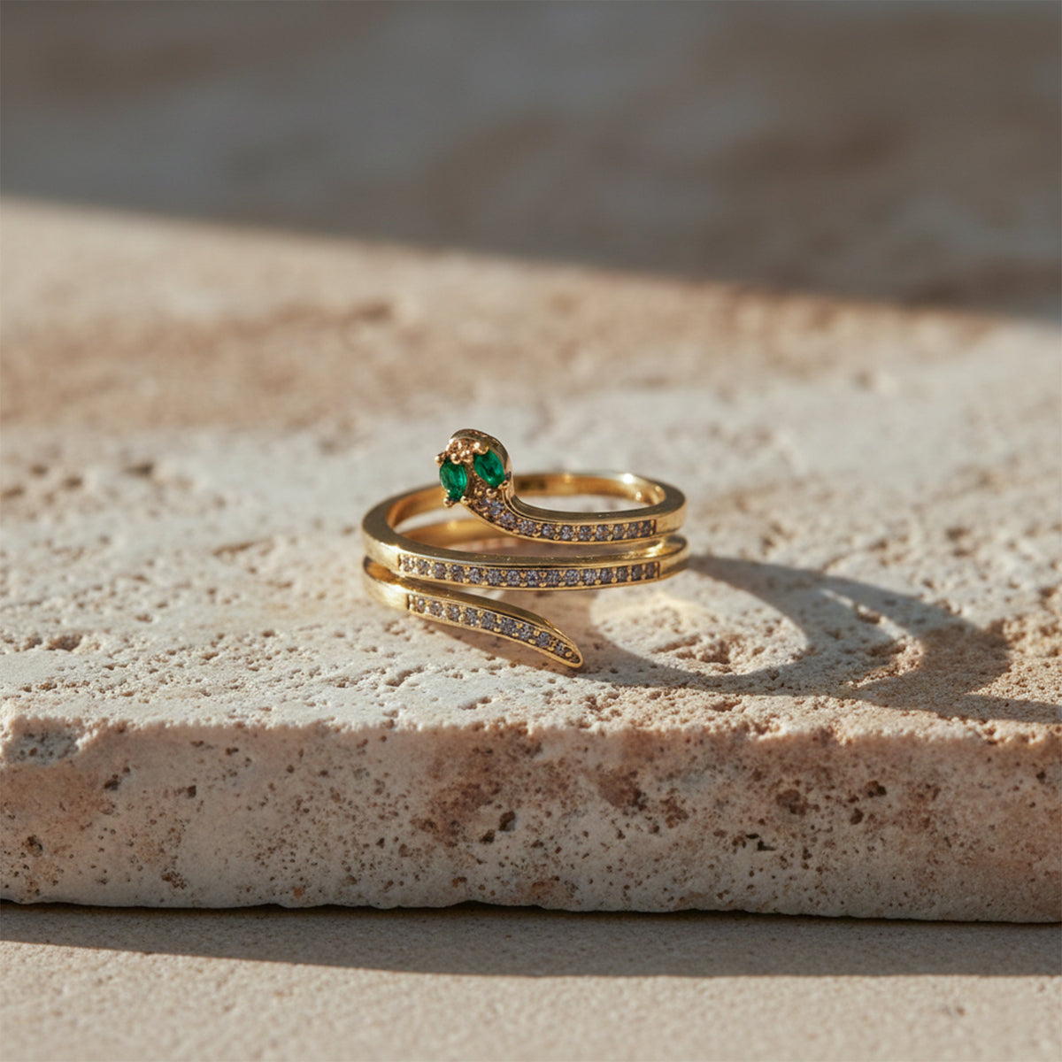Emerald Diamond Snake Coil Ring jewellery product view 1