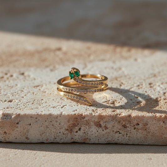 Emerald Diamond Snake Coil Ring jewellery product view 1