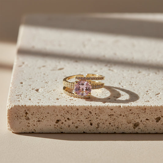 Blush Crown Pink Solitaire Ring jewellery product view 1