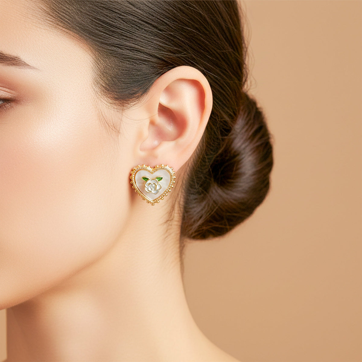 Opulent Heart Blossom Earrings jewellery product view 11