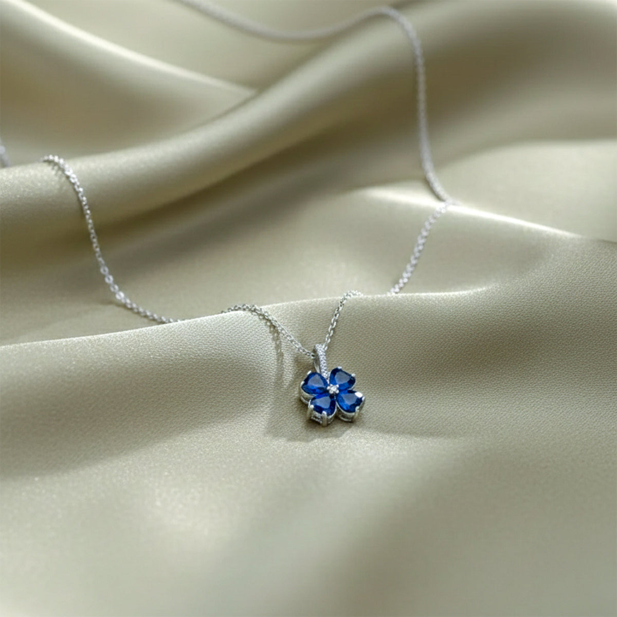 Aurielle Sapphire Bloom Necklace jewellery product view 4
