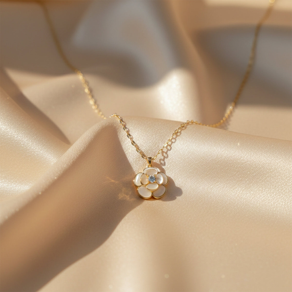 Petite White Blossom Necklace jewellery product view 3